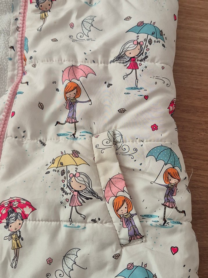 Kız Çocuk Kapüşonlu Baskılı Yelek - Görsel 3