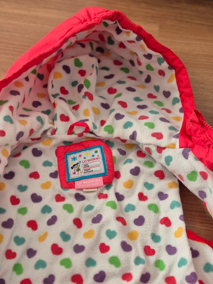 Kız Çocuk Kırmızı Fermuarlı Kapüşonlu Yelek - Görsel 4