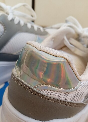 40 Beden Flo Torex Marka Hologramlı Spor Ayakkabı Beyaz