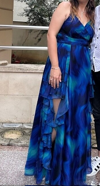 46 Beden mavi Renk Carmen Saks Mavisi Abiye