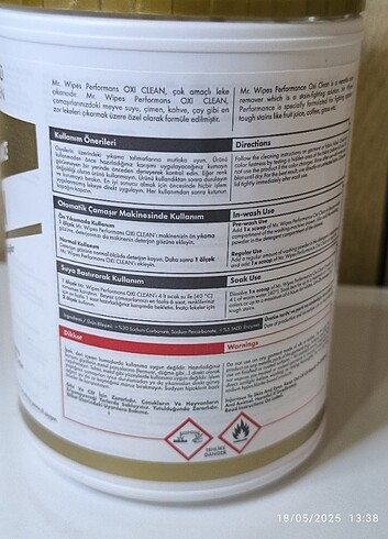 Farmasi Mr. Wipes Performans Oxi Clean Leke Çıkarıcı 1000 gr