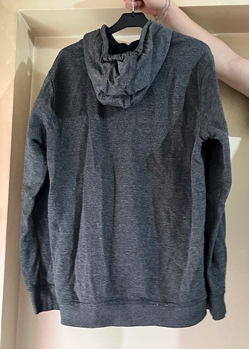 Gri Erkek Kapüşonlu Sweatshirt USPA Baskılı - Görsel 2