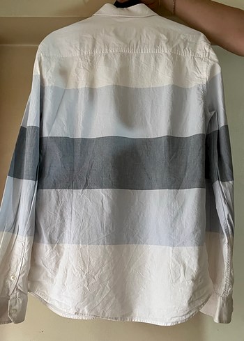 Uzun Kollu Pamuklu Gri Beyaz Erkek Gömlek - Görsel 2