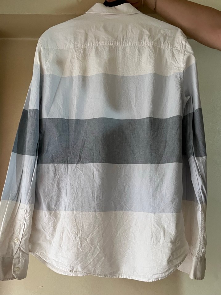 Uzun Kollu Pamuklu Gri Beyaz Erkek Gömlek - Görsel 2