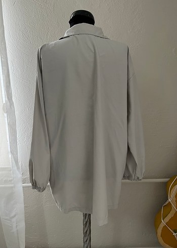 Gri Kadın Yağmurluk Yarım Fermuarlı - Görsel 3