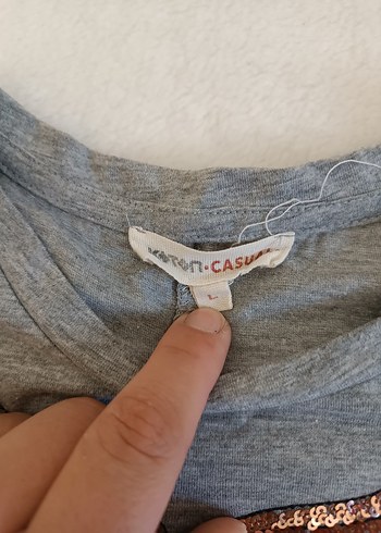 Koton Gri Kısa Kollu Payetli Tişört