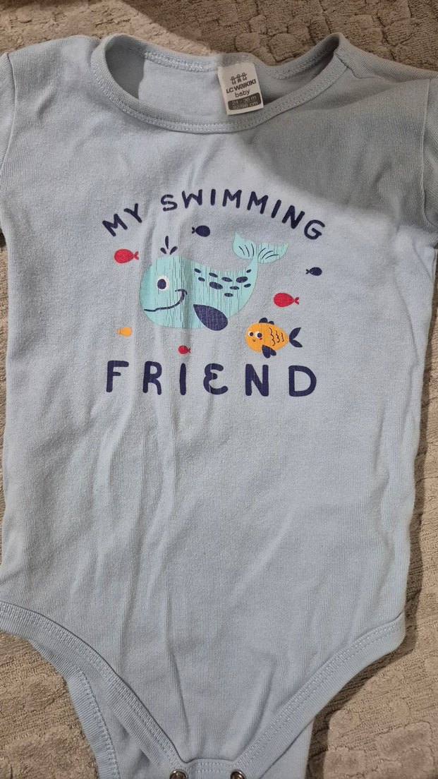 Gri Kısa Kollu Bebek Çıtçıtlı Body - Görsel 2