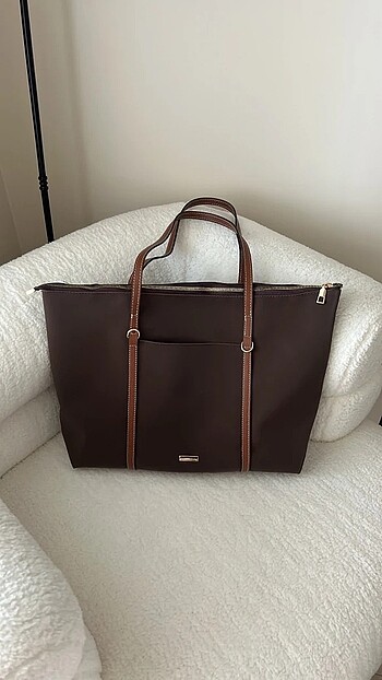 Kadın Şeritli Shopper Omuz Çantası