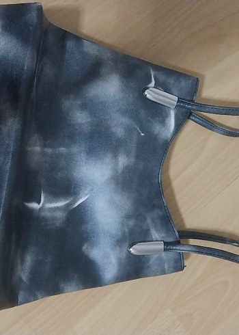 Gri Batik Desenli Deri Kadın Çanta