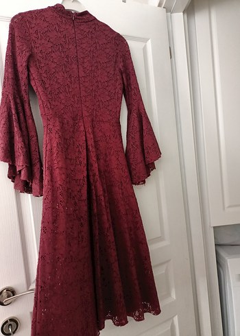Diğer Diger Bordo Vintage Bohem Uzun Elbise