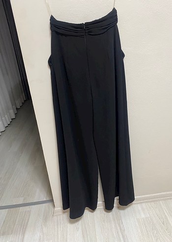 l Beden siyah Renk Nervüllü Siyah Uzun Kadın Kumaş Pantolon