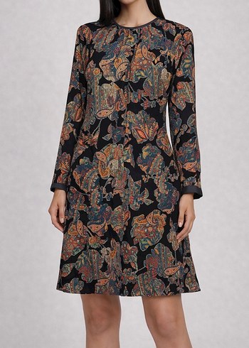 Desenli Bohem Kısa Elbise - Görsel 4