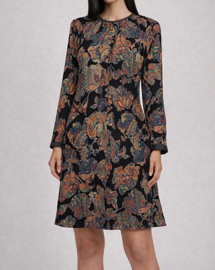 Desenli Bohem Kısa Elbise - Görsel 4