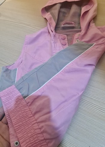 Kız Çocuk Kapüşonlu Düğmeli Pembe Yelek takımı - Görsel 3