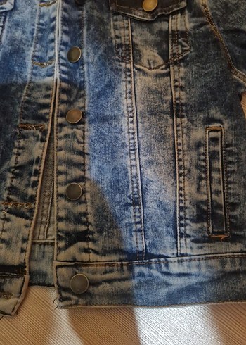 Mavi Tie-Dye Düğmeli Kız cocuk Denim Ceket - Görsel 4