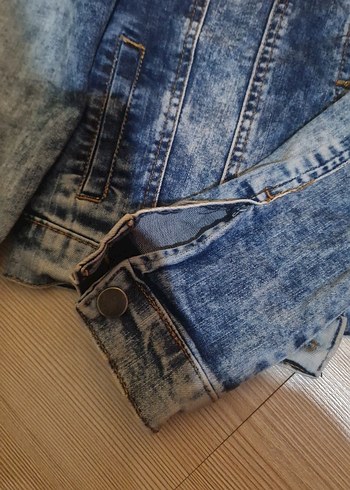 Mavi Tie-Dye Düğmeli Kız cocuk Denim Ceket - Görsel 3