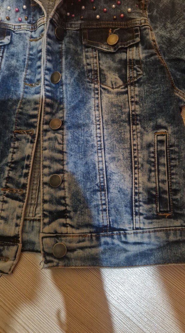 Mavi Tie-Dye Düğmeli Kız cocuk Denim Ceket - Görsel 4