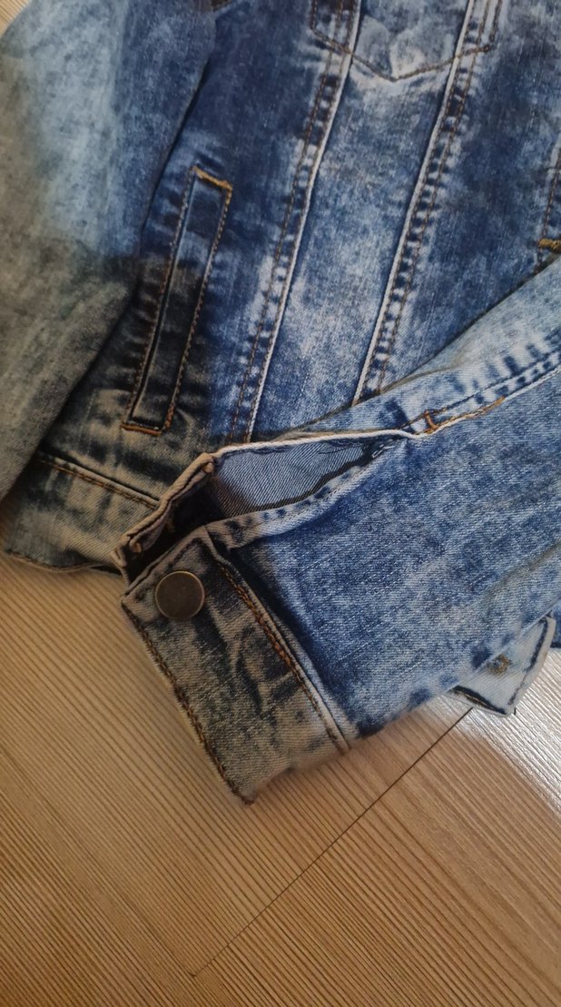 Mavi Tie-Dye Düğmeli Kız cocuk Denim Ceket - Görsel 3