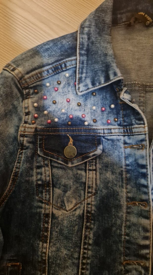 Mavi Tie-Dye Düğmeli Kız cocuk Denim Ceket - Görsel 2