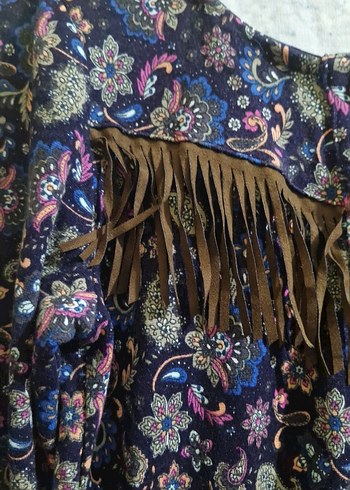 Püsküllü Bohem Mor Kız Çocuk Elbisesi - Görsel 3