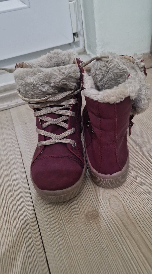 Kız Çocuk Bordo Süet Kürklü Bot - Görsel 4