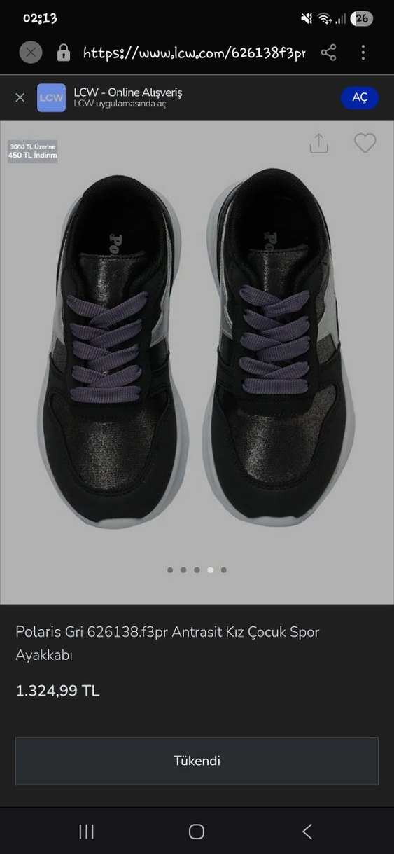 Mor Bağcıklı Kız cocuk Spor Ayakkabı - Görsel 5