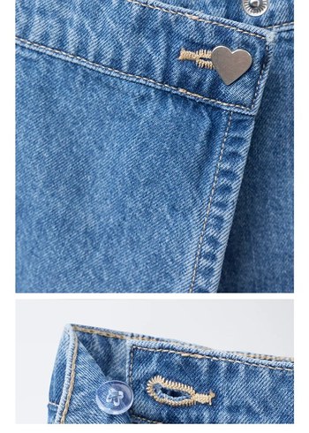 kalp Düğmeli Mavi çocuk Denim şort etek zara