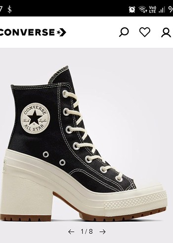 37,5 Beden Converse Siyah Kadın Topuklu Spor Ayakkabı