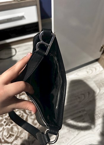 Siyah Deri Tokalı Kadın berskha Çanta - Görsel 3