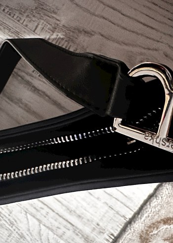 Siyah Deri Tokalı Kadın berskha Çanta - Görsel 4