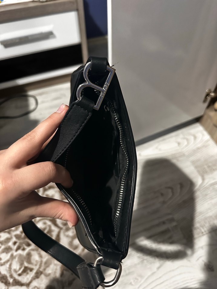 Siyah Deri Tokalı Kadın berskha Çanta - Görsel 3