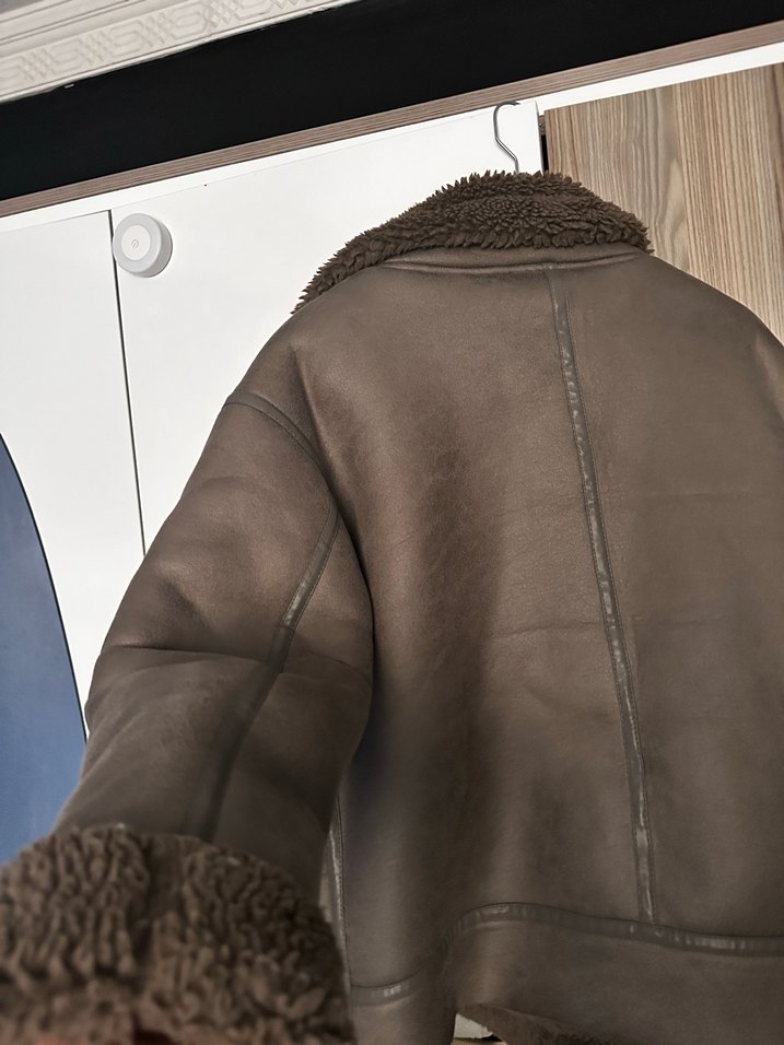 DeFacto Kahverengi Kürklü Deri Kadın Ceket - Görsel 5