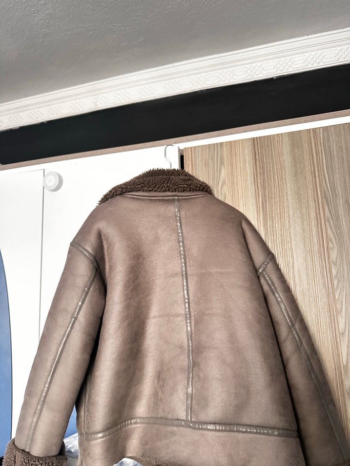 DeFacto Kahverengi Kürklü Deri Kadın Ceket - Görsel 4