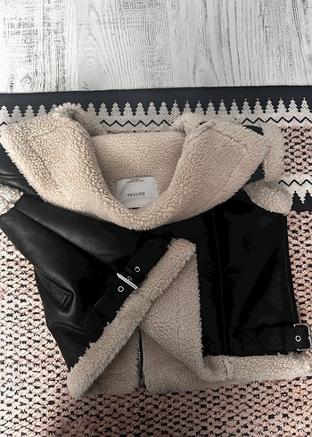 Berskha Kürklü Deri Kadın Mini Yelek - Görsel 3