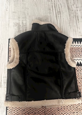 Berskha Kürklü Deri Kadın Mini Yelek - Görsel 4