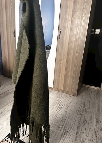 Haki Örgü Bohem Kadın Şal - Görsel 4