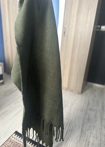 Haki Örgü Bohem Kadın Şal - Görsel 3