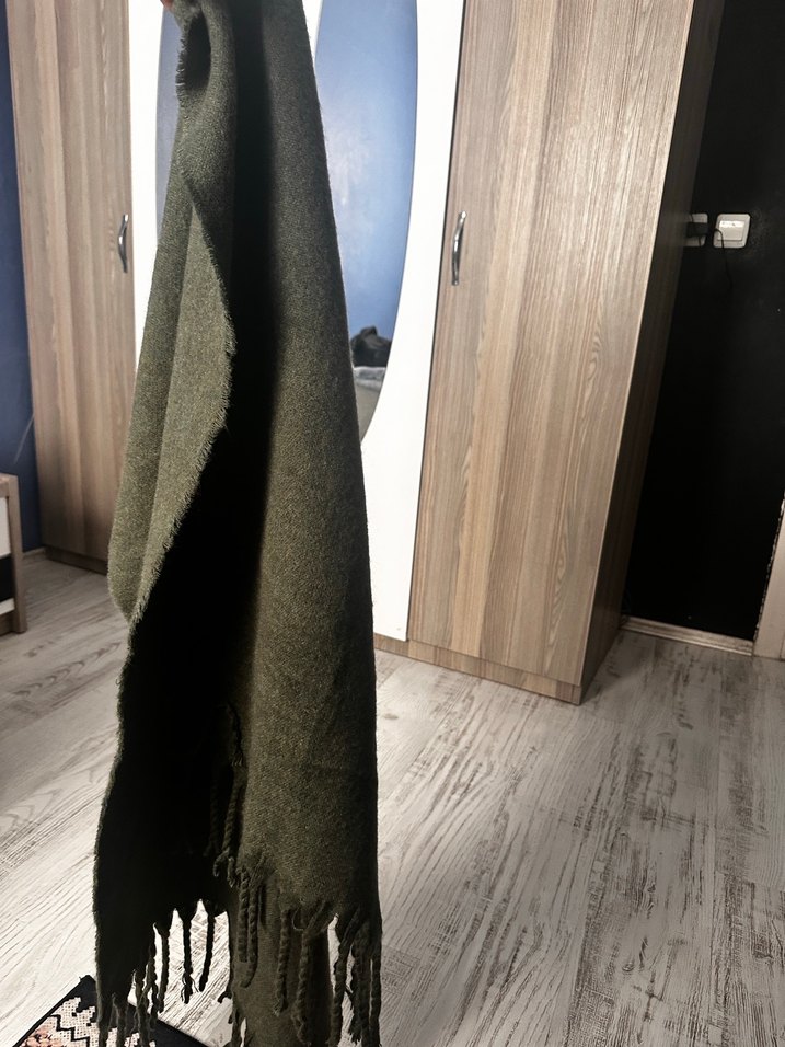 Haki Örgü Bohem Kadın Şal - Görsel 4