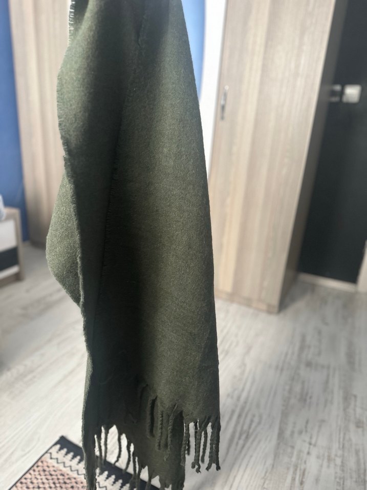 Haki Örgü Bohem Kadın Şal - Görsel 3