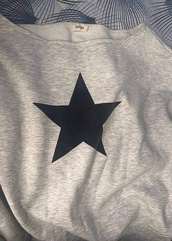 Gri Yıldız Detaylı Kadın Sweatshirt - Görsel 2