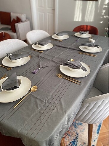  Beden gri Renk 12 kişilik Masa örtüsü seti
