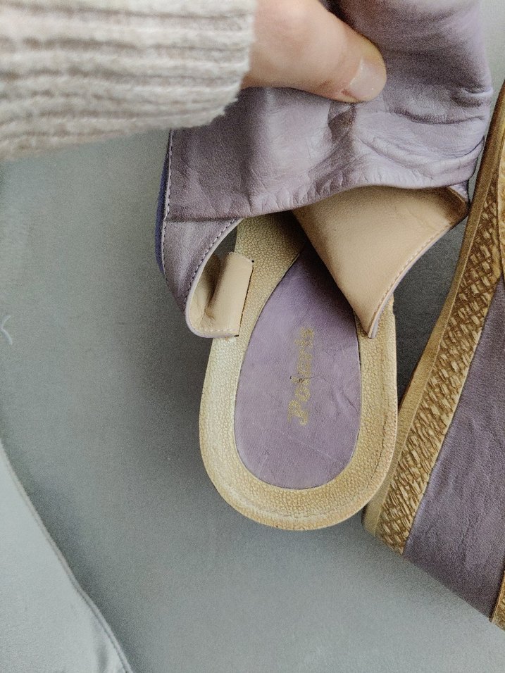 Mor Süet Dolgu Topuklu Kadın Sandalet - Görsel 4
