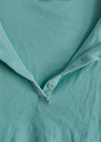 Düğmeli Turkuaz Kadın Uzun Kollu Triko - Görsel 3