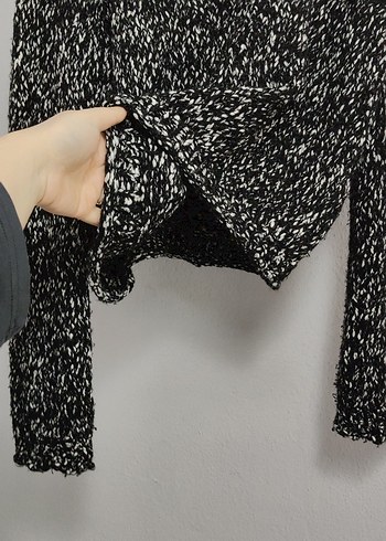 Kadın Siyah Gri Örgü Kazak - Görsel 3