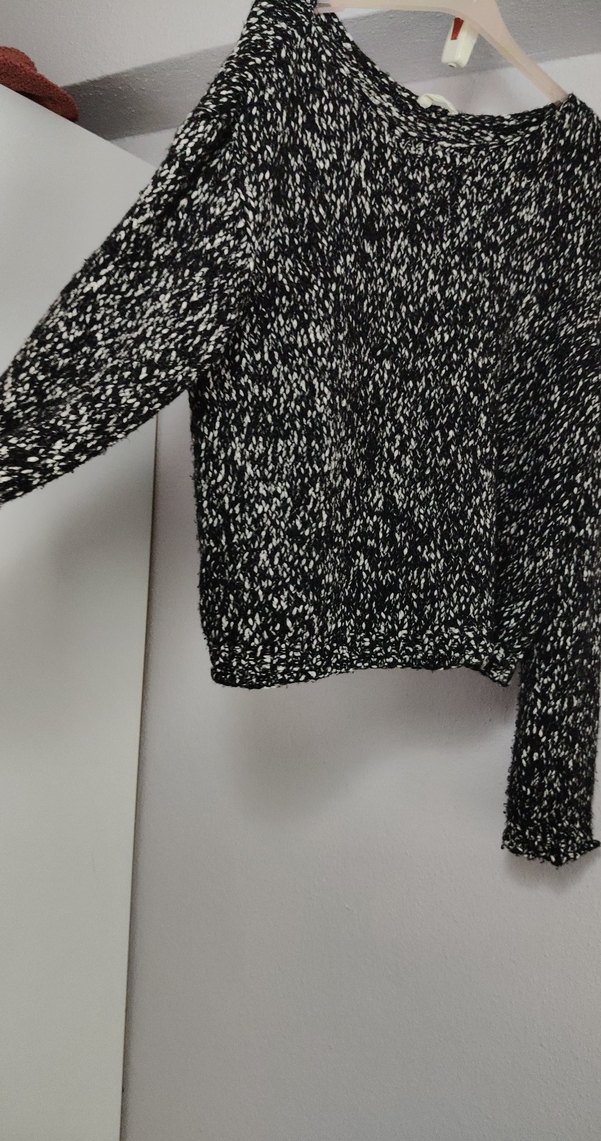 Kadın Siyah Gri Örgü Kazak - Görsel 4