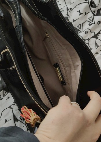 Siyah Deri Gotik Kadın Çanta - Görsel 5