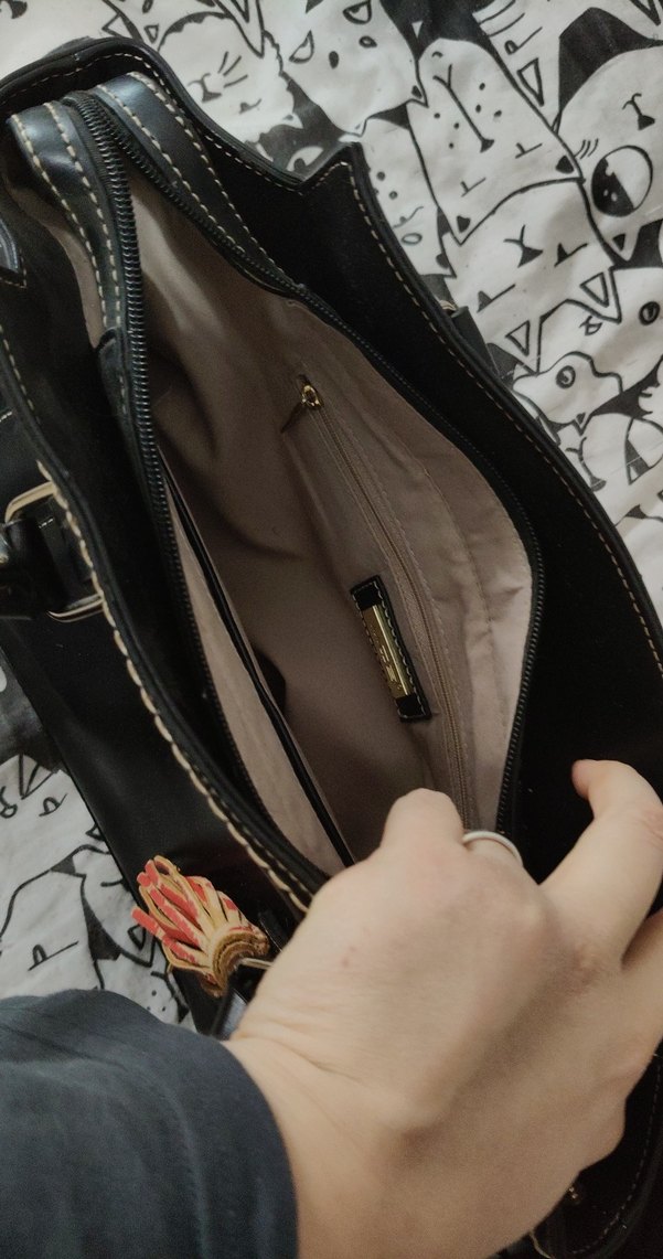 Siyah Deri Gotik Kadın Çanta - Görsel 5