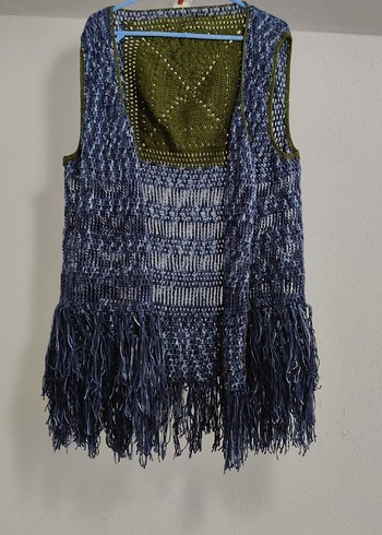 Bohem Tarzı Örgü Püsküllü Kadın Yelek - Görsel 2