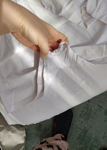 Beyaz Keten Midi Drapeli Etek - Görsel 5