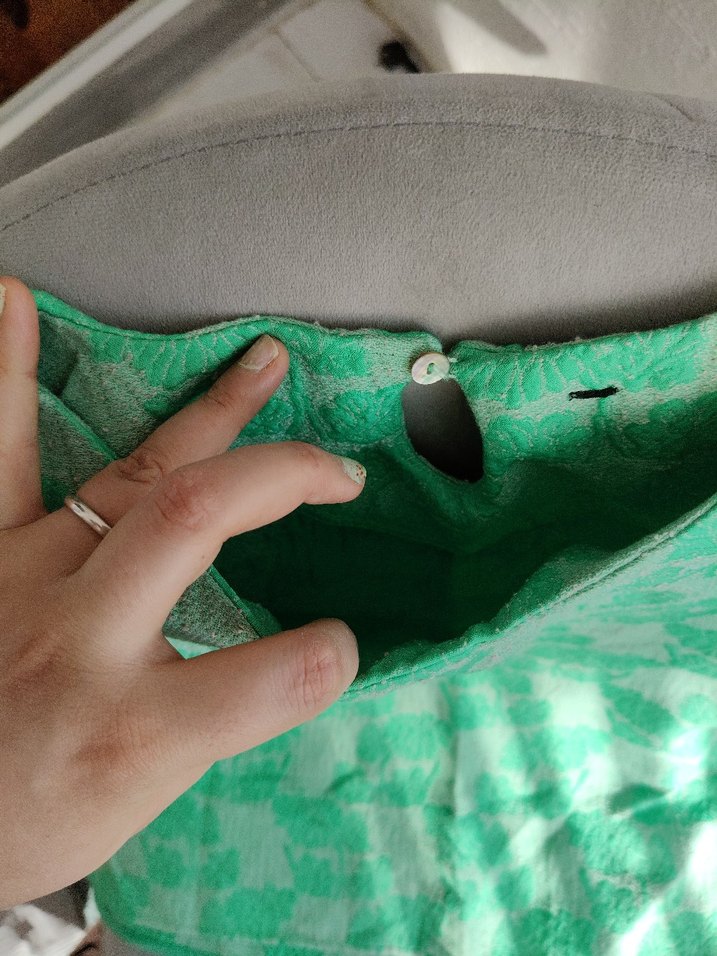 Yeşil Desenli Örgü Kısa Kollu Bluz - Görsel 2